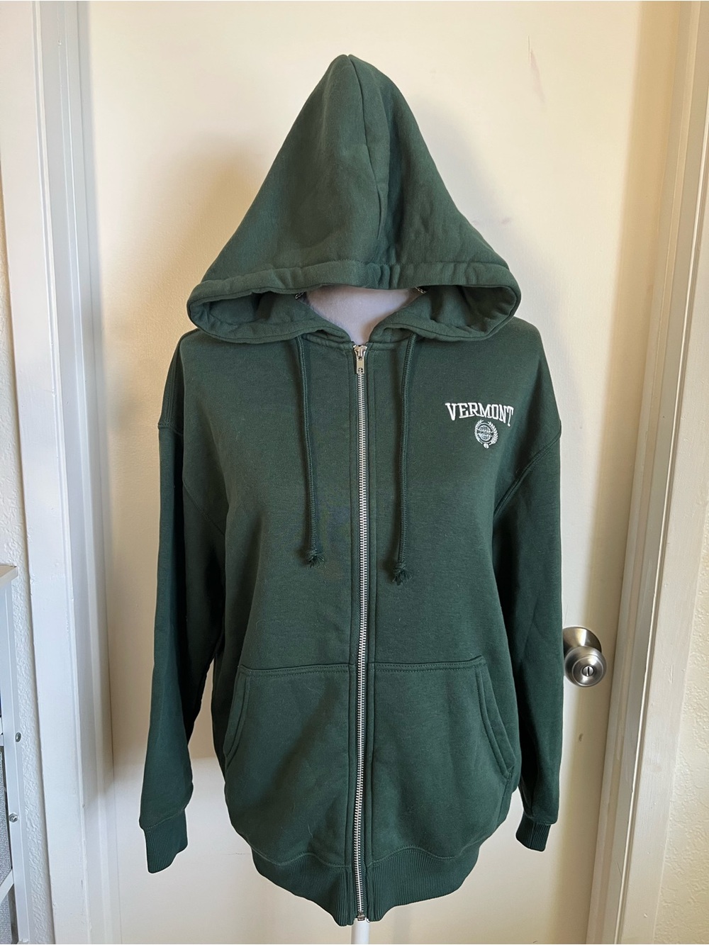 Vermont Forest Green Zip-Up Varsity Hoodie